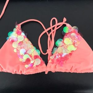 Victoria’s Secret pink/orange bead triangle bikini